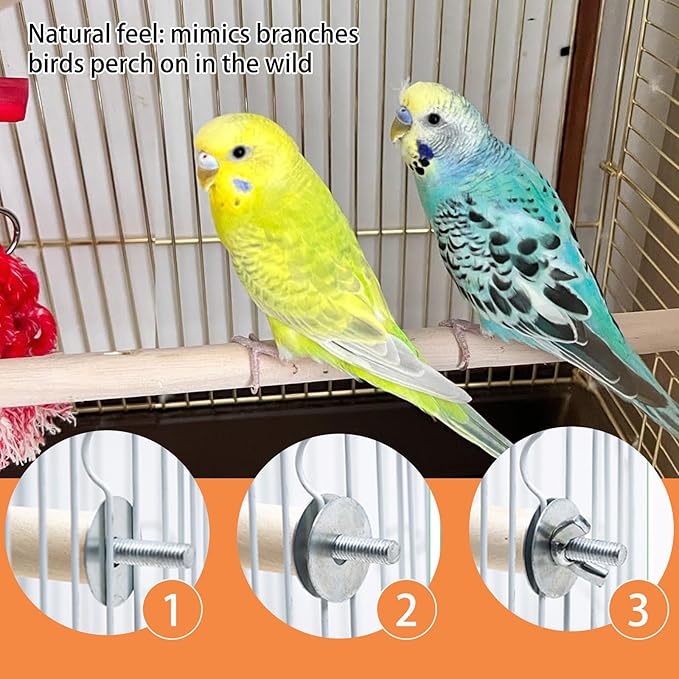 Bird Perches for Cage, Natural Wood Bird Perches Set of Five, Essential Foot Exercise and Health Maintenance for Small to Medium Birds, Multiple Lengths Include 10cm 15cm 20cm 25cm 30cm