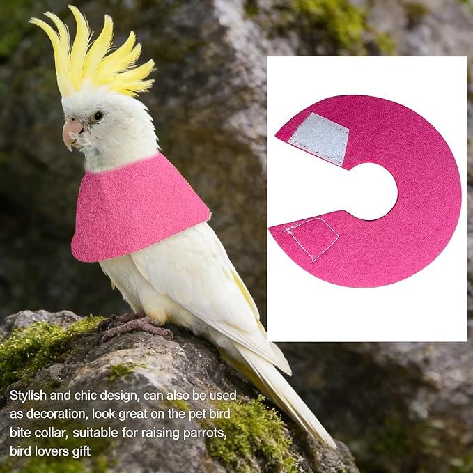 4 PCS Bird Anti-Bite Elizabethan Collar, Recovery Cone Bird Collar,Anti-Grab Feather Plucking Wound Healing Safety Collar, Soft Adjustable Felt Neck Protector for Budgerigar Cockatiel Cockatoo Parrots