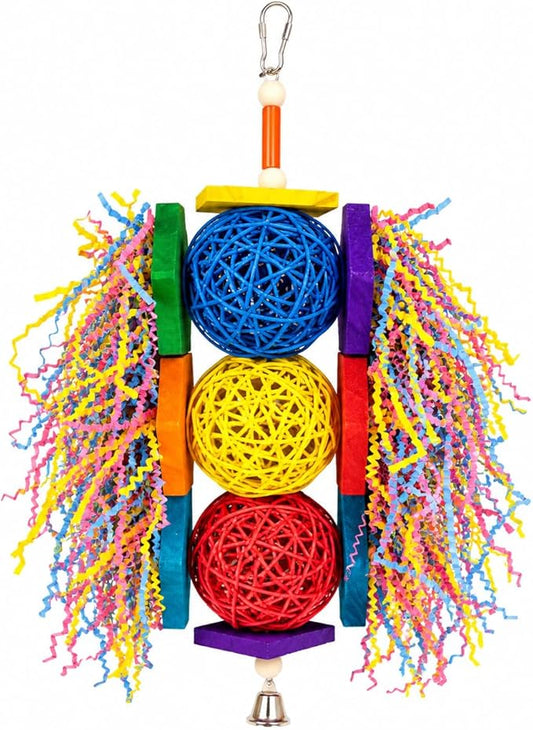 Bonka Bird Toys 1854 Tri Foraging Star 13" x 8" Natural Vine Ball Chew and Shred Toy for Medium to Large Birds Like Conures African Greys Amazons and Similar