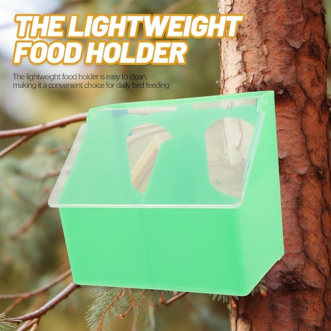 Balacoo Hangable Pigeon Feeder 6.69×5.51×3.74In Multi-Grid Food Box with Lid – Bite-Resistant Plastic Cage Feeder Cuts Waste & Mess for Parakeets, Cockatiels