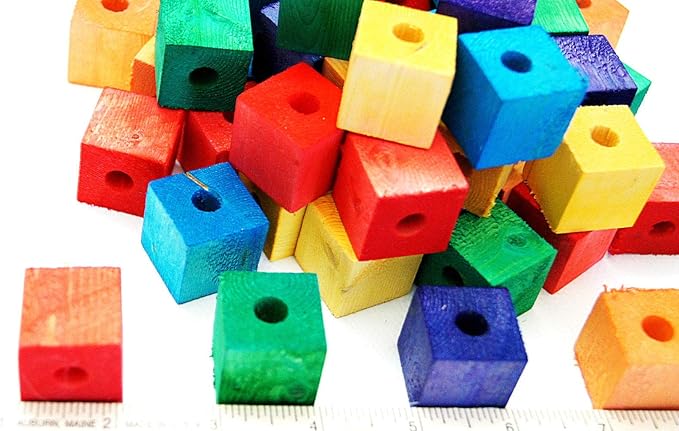 Colored Wooden Wood 48 Pcs. Blocks Parts for Bird