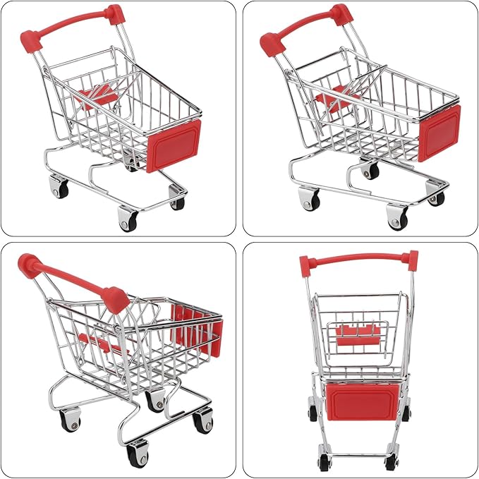 Hypeety Bird Toys Mini Shopping Handcart Trolley Parrot Intelligence Training and Playing Toy for Parakeets Budgies Cockatiel Conures Caique Quaker Lovebirds (Red)