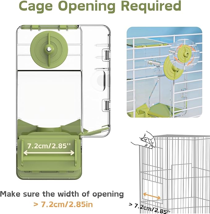 Automatic Bird Feeder, Bird Cage Feeder with Perch Multi-Functional Holder for Fruits Vegetables for Parakeet Canary Cockatiel Finch (Green)