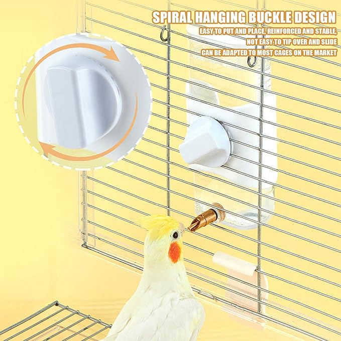 Automatic Bird Water Dispenser, 1 pc 280ML Parrot Water Feeder, No Mess Parrot Feeder Cage Accessories Bird Drinker Bowl Fountain for Parrot Budgie Lovebirds Cockatiel Parakeet