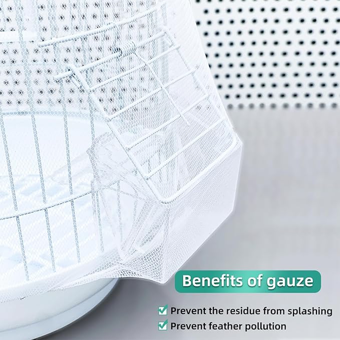 Large Bird Cage Cover, Bird Cage Seed Catcher, Adjustable Soft Airy Nylon Mesh Net, Birdcage Cover Skirt Seed Guard for Parrot Parakeet Macaw African (Solid-White, 15.7" x118")