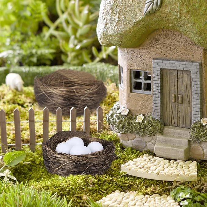 Milisten 16pcs Simulated Bird Nest Mini Artificial Bird Nest Fake Ornament for Christmas Tree Decor Wedding House Home Crafts Garden Moss Easter Party Decor