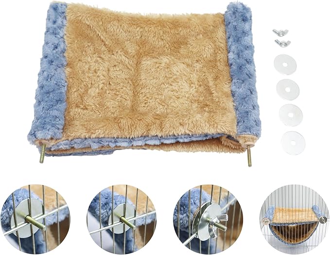 Rat Cage Accessories, Rat Hammock with Warm Soft Fluff, Rat Hammock for Cage, Birds Nest, Sleeping Bed, Cage Accessories for Rat, Hamster, Squirrel, Conure, Sugar Glider, Small Guinea Pig