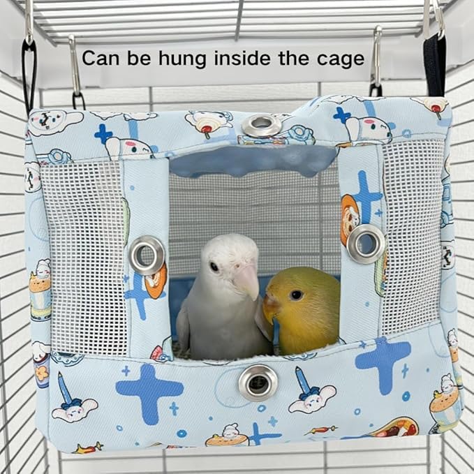 Large Spring Summer Breathable Bird Nest House, Bird Bed for Cage, Parrot Nest Snuggle Shed Hut for Four Seasons, Easy to Install for Quaker Lovebirds (Small,Purple)