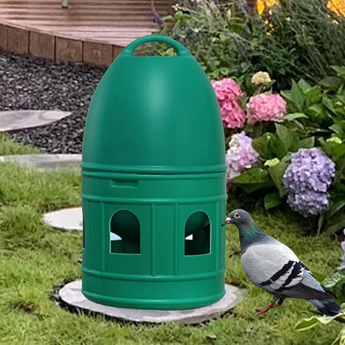 Bird Water Drinker Parakeet Chicken Dove Feeder with Hanging Handle Green 3L