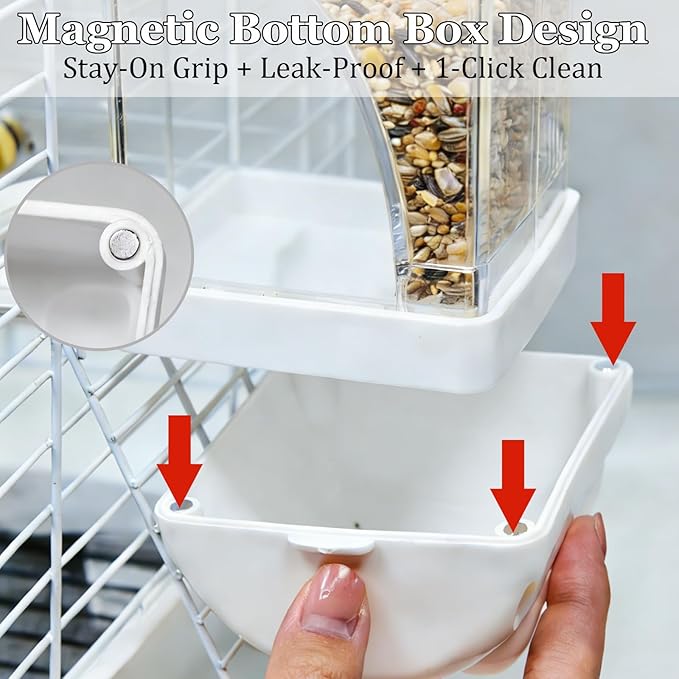 Automatic Bird Feeder Waterer Kit Bird Cage Hanging Waterer Parakeet Leak-Proof Feeder Parrot Vegetable Clips Cage Accessories for Budgies Lovebirds Finches Canaries Parrotlets Conures (White)