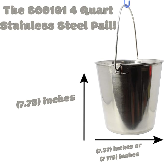 800101 4 Quart Stainless Steel Pail Bonka Bird Toys Durable Shiny Pets Food Water Liquid Treat Feed