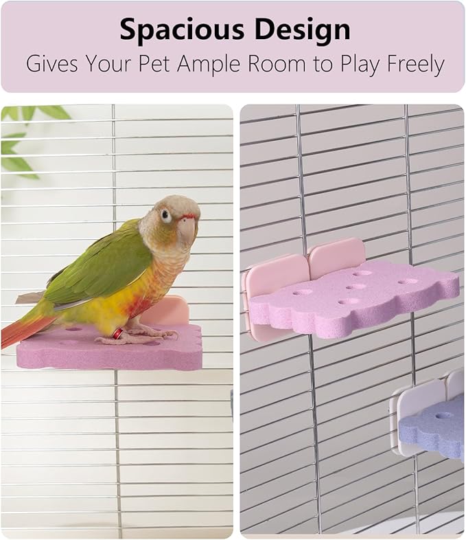 Bird Perch Stand for Parrots – Natural Ceramic Grinding Stick for Beak, A Safe, Non-Shedding Chewing and Claw-Trimming Perch for Parrots (Pink, Medium Size)
