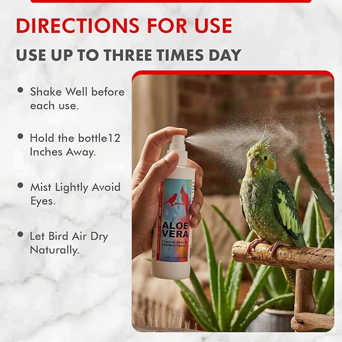 Morning Bird Aloe Vera Spray 8 Fl Oz – Natural Topical Spray for All Birds – Soothes Dry Skin & Supports Healthy Skin – Easy-to-Use Spray Bottle for Gentle Hydration & Skin Relief