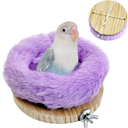Hamiledyi Bird Bed for Cage Plush Parrot Hanging Hammock Warm Bird Nest Parrot Nest House Snuggle Hut Birds Sleeping Bed Soft Warm Hammock for Parakeet Lovebird Cockatoos Budgies(Purple)