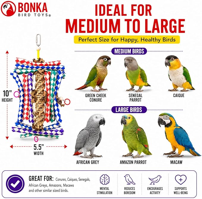 Bonka Bird Toys 1242 Helix Budgie Parrotlet Cockatoo Parrot Cages Cockatiel African Grey Macaw