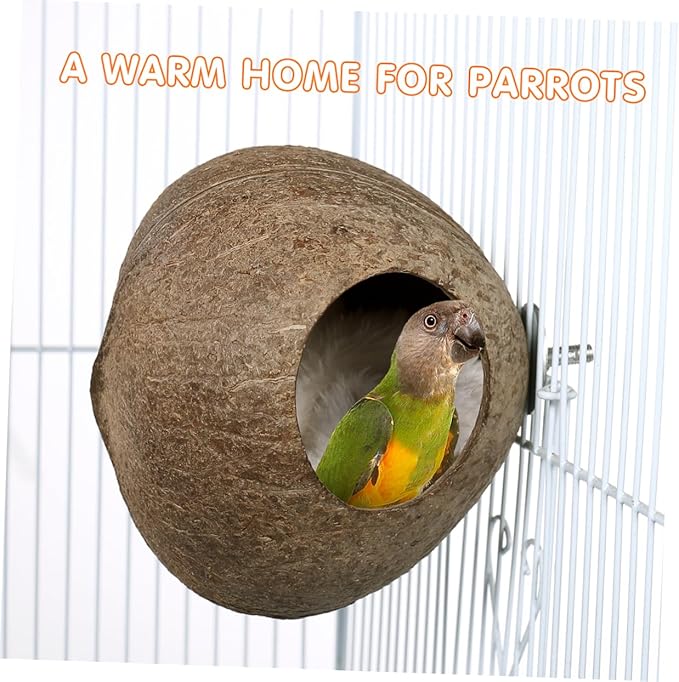 ibasenice Coconut Shell Bird Nest - Handmade Parakeet, Canary, Finch Breeding House - Natural Bird Cage Accessory for Yard and Garden Decoration