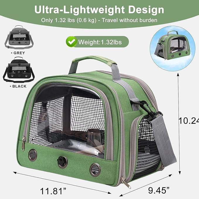 Bird Carrier, Lightweight Breathable Bird Backpack, Portable Wild Bird Carrier with Standing Perch for Parrot Travel Vet Visit (Green)