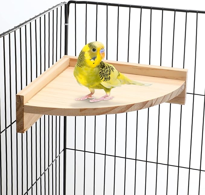 Wettarn 6 Pcs Bird Perch Platform Bird Corner Parrot Perch Corner Wooden Stand Sector Playground Cage Accessories Shelf for Parakeet Conure Cockatiel Budgie Gerbil Rat (7.1 x 7.1 Inch,Platform)
