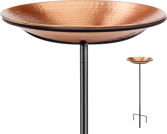Good Directions Dimpled Copper Bird Bath on Garden Pole 13"