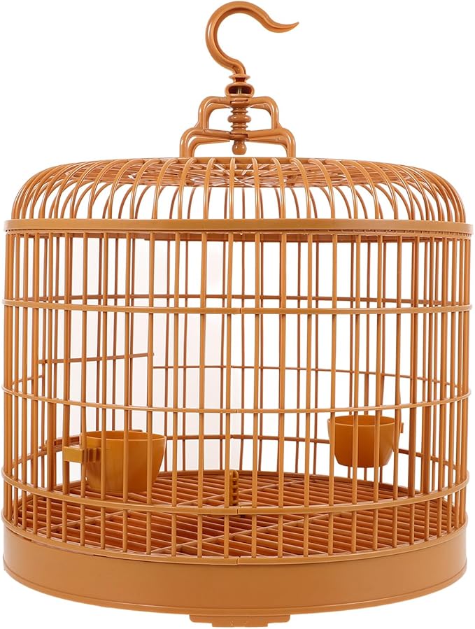 Toddmomy Hanging Bird Cage for Parakeets and Lovebirds 29.5-inch Plastic Vintage Style Cage with Dome Top Suitable for Small Birds and Indoor Use