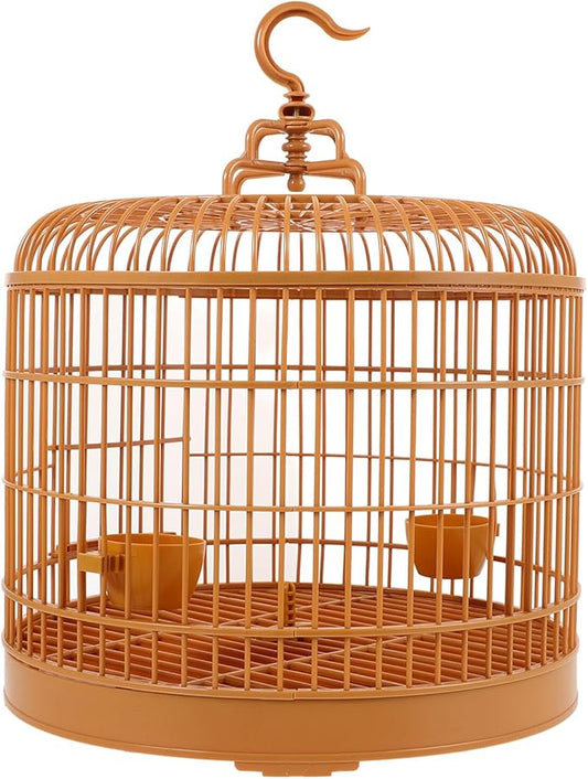 Toddmomy Hanging Bird Cage for Parakeets and Lovebirds 29.5-inch Plastic Vintage Style Cage with Dome Top Suitable for Small Birds and Indoor Use