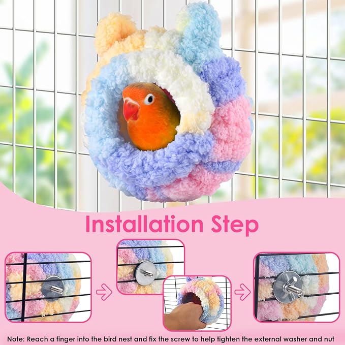 KATUMO Bird Nest, Conure Breeding Nest Parrotlet Snuggle Hut Canary House Bed for Conure Lovebird Canary Finch Coneshape Birds Hamster Small Pets