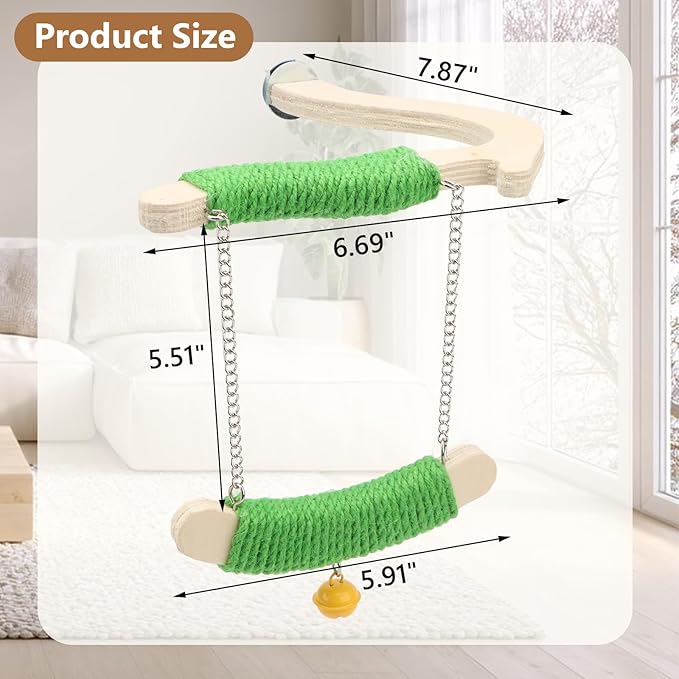 Litewoo Bird Swing Toys Wood Bird Perch Stand Hanging Parrots Swing Chewing Toy Cage Accessories for Budgies Parakeets Cockatiels Conures Lovebirds Finches (M)