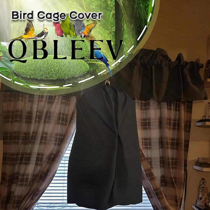 QBLEEV Round Parrot Birdcage Cover Pet Universal Blackout Cage Cover Shade Windproof Light-Proof Sleep Reduces Distractions Night Accessories Cloth Without Cage