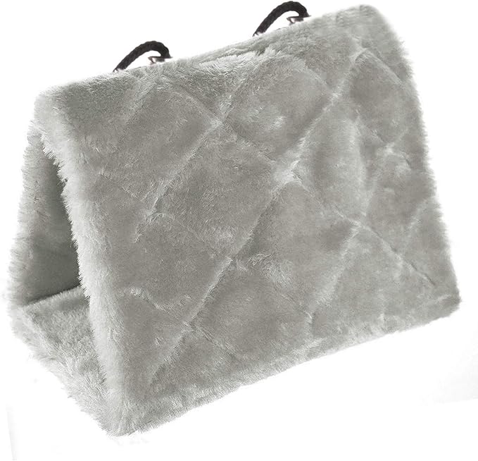MOACC Winter Warm Bird Nest House Shed Hut Hanging Hammock Finch Cage Plush Fluffy Birds Hut Hideaway for Hamster Parrot Macaw Budgies Eclectus Parakeet Cockatiels Cockatoo Lovebird (S, Grey)