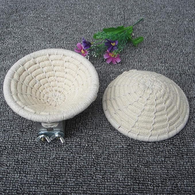 Bird Breeding Nest Bed Hut Toy with Warm Comfortable Mat Handmade Cotton Weave Hemp Rope Hatching Hut Cave Cage Accessories for Parakeet Conure Cockatiel Canary Finch Lovebird Budgie (A: COTTON)