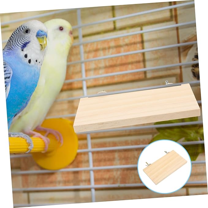 Beavorty 2pcs Pet Rest Station Parrot Wooden Perch Rectangle Wood Perch Parrot Stand Platform Bird Cage Accessories Toys for Hamsters Bird Toys for Cockatiels Bird Stand for Birds Xuan Feng