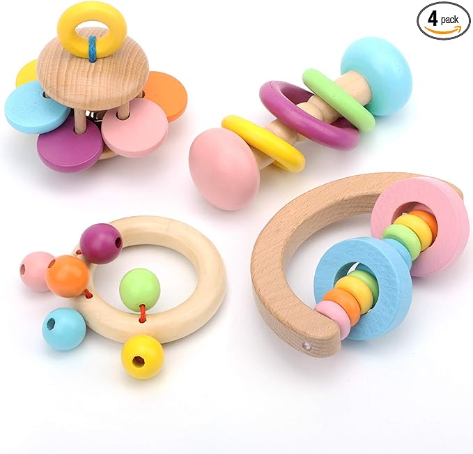 Large Bird Toys for Foot Parrot Handheld Interactive Toys, 4 Pack