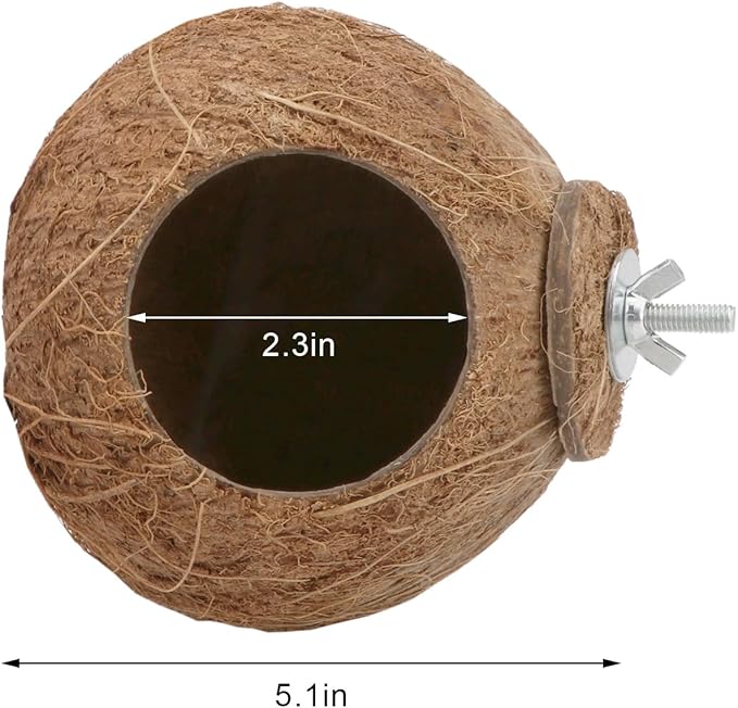 Hypeety Pet Bird Breeding Nest Coconut House Swing Ladder Toys Parrot Parakeets Finches Hamster House Natural Nest Lovebird Cage Hanging Swing Perch (C:Coco Cage Perch Toy)