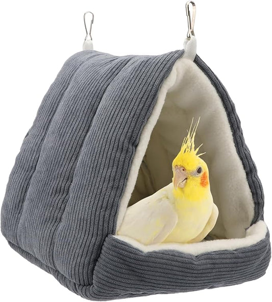 Bird Nest House Winter Warm Bird Bed Hanging Hammock Hideaway Hut for Parakeets Budgies Cockatiels Conures Quaker Parrot (Gray)