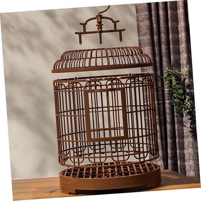 Milisten Large Portable Bird Travel Carrier Cage 19.48X12.67X12In Retro Round Design for Lovebirds Parakeets Cockatiels Indoor Outdoor Use