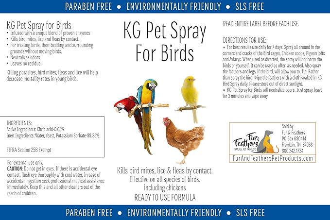KG Pet Spray for Birds - 128oz Ready to Use Formula