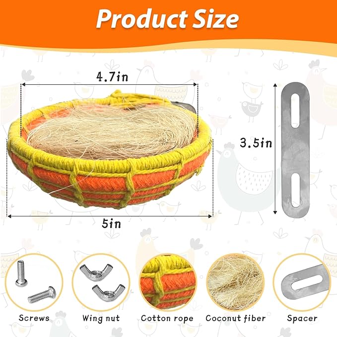kathson Bird Nest Parakeet Breeding Nest Bed with Natural Coconut Fiber Parrot Hemp Rope Weave Hatching Nesting Box for Cockatiel Canary Lovebird Budgie Conure and Small Parrots