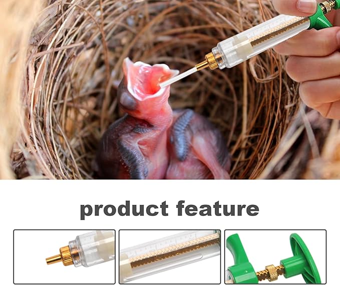 Baby Bird Feeding Kit with Syringe & Spoons, 6PCS 20ml Hand Feeding Device for Sick Parrots & Birds