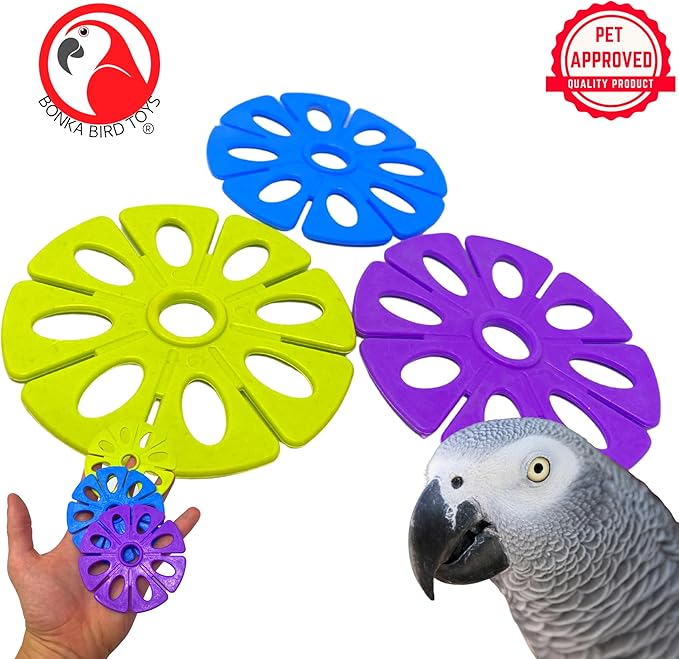 Bonka Bird Toys 2918 Large Pk6 Round Plastic Snowflakes Parrot Toy, Conure, Amazon, African Grey, and Similar