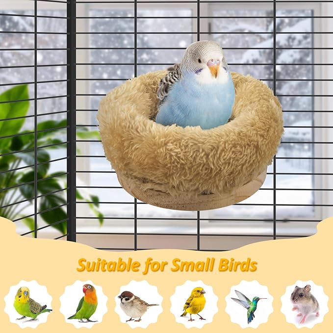 DBNESS Small Bird Nest for Cage, Removable Plush Parrot Hammock Warm Resting Perch Platform for Budgies Cockatiel Conure Parakeet Hamster Washable Breeding Sleeping Lay Eggs Nesting