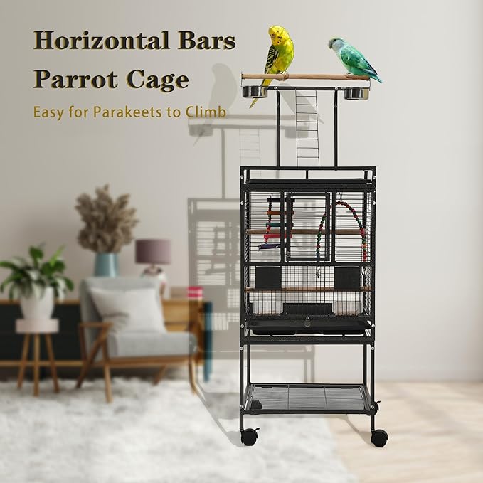 51" Small Bird Cage with Stand,Parakeet Cage, Parrot cage with Parakeet Toys, Bird Cage Accessories for Lovebirds Cockatiel Conure Finch Canary Budgie