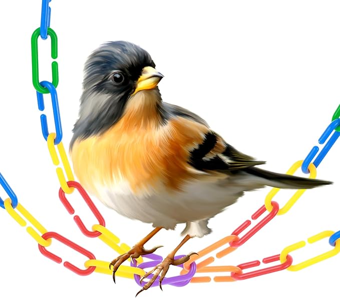 590 Pcs C-Type Plastic Chain Links, Rainbow Plastic Chain Links & Toys - Interlocking C-Clip Bird Cage Accessories for Parakeets, Sugar Gliders, Small Pets (Climbing/Swinging Toys)