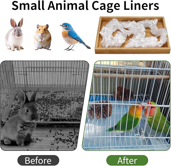 50PCS Disposable Bird Cage Liners 34" X 22" Animal Clear Plastic Rabbit Bird Cage Liner Bag for Finches Canaries Cockatiels Birdcage