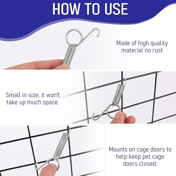 20Pcs Multi-Functional Spring Latch for Rabbit, Dog, Cat, Parrot, Guinea Pig, Squirrel Cages