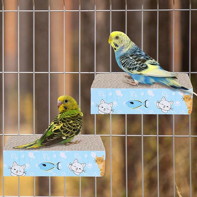 COMNICO 2 PCS Bird Chew Toy Parrot Cage Perch Cardboard Platform Bird Paw Grinding Stand for Cage Birds Resting Platform Stand Parrot Playground Exercise Toys ParakeetsCage Accessories