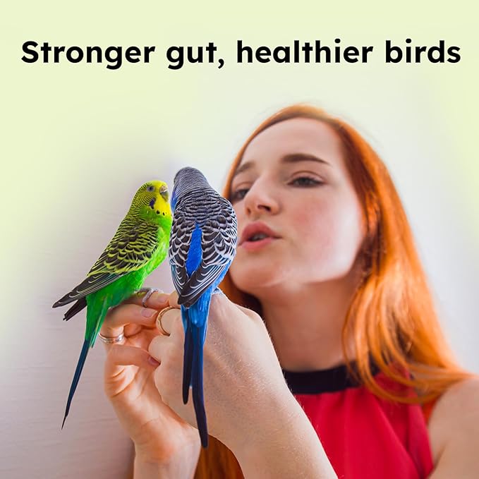 Avian Probiotics for Birds & Parrots – Digestive & Gut Health Support Powder with Prebiotics (FOS), 6-Strain Formula for Parrots & Pet Birds (120 Servings)