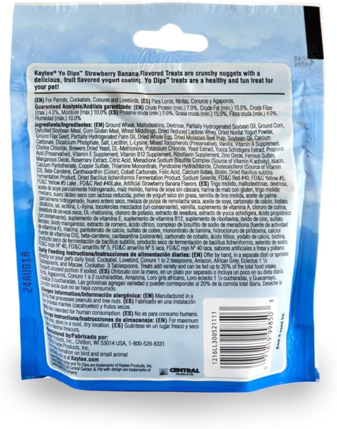 KayteeYo Dips Treat for All Pet Birds Strawberry Banana Size 3.5 oz (Pack of 1)