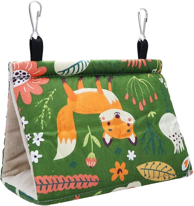 Wontee Bird Nest House Winter Warm Snuggle Hut Bird Bed Hanging Hammock for Parakeets Caique Senegal Quaker Parrots Cockatiels Conures (Small, Green)