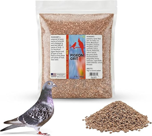 Morning Bird Pigeon Grit - Healthy & Nutritious Pigeon Food to Support Strong Muscles & Bones for Grit Eating Birds - Supports Digestion & Packed with Essential Minerals 9 lbs