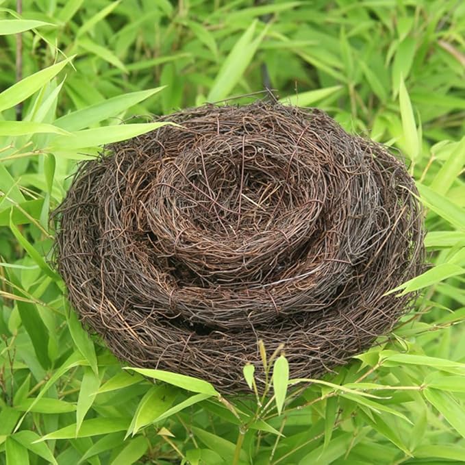 Ipetboom Artificial Bird Nest, 4pcs Imitated Bird Nest Birds Egg Nest Rattan Bird Nest Simulation Twig Bird Nest